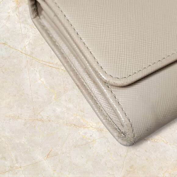 Prada Milano Saffiano Leather Logo Flap Snap Beige Long Continental Wallet - Picture 11 of 11